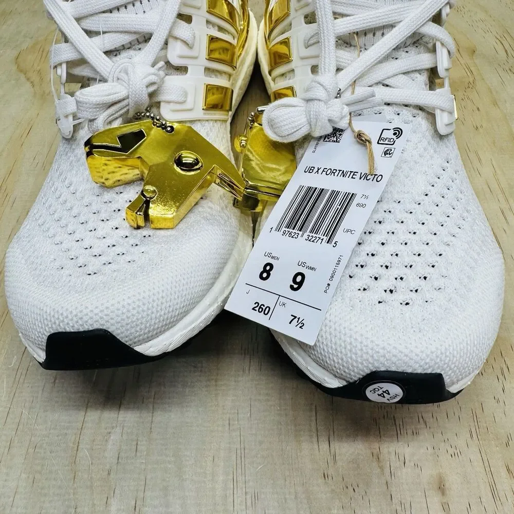 NEW Adidas X Fortnite Victory Crow Ultraboost White Gold Men's Shoes Sz 8